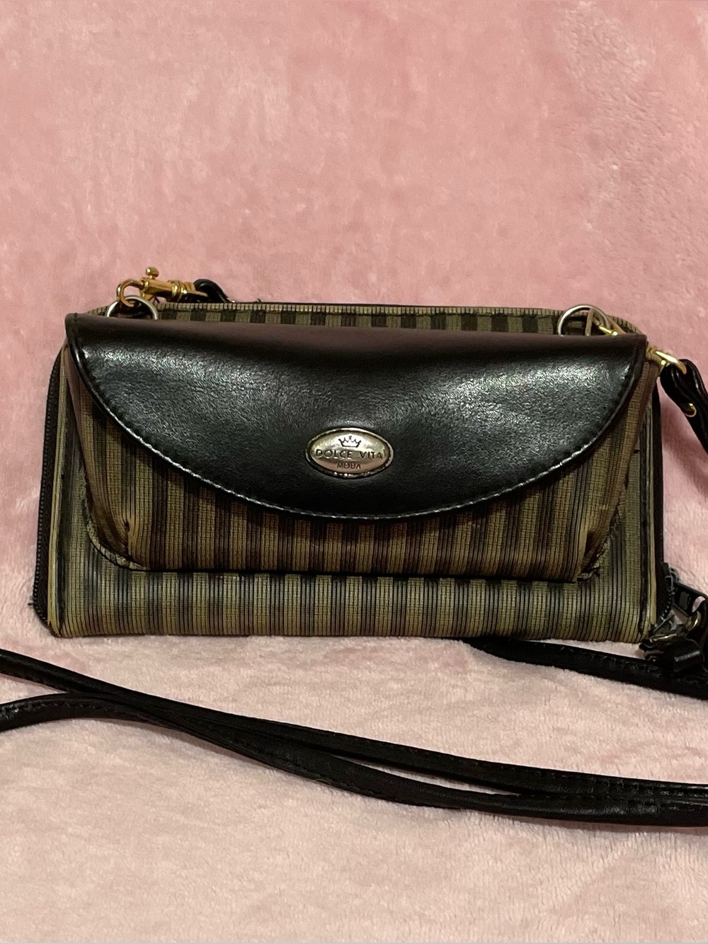 Vintage Dolce Vita Moda Striped Crossbody Purse Bag
